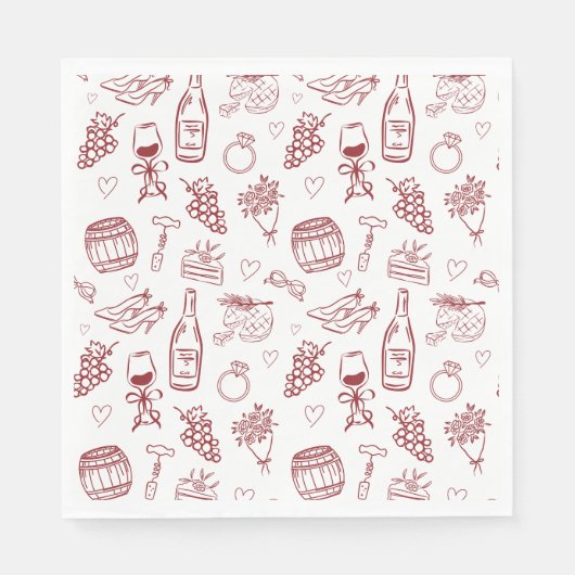 Vino Before Vows Burgundy Bridal Shower スタンダードランチョンナプキン (正面)