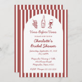 Vino Before Vows Burgundy Bridal Shower 招待状 (正面/裏面)