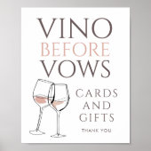 Vino Before Vows Doodle Cards Gifts Bridal Shower ポスター (正面)