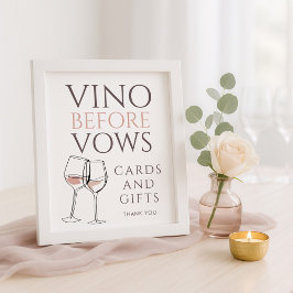 Vino Before Vows Doodle Cards Gifts Bridal Shower ポスター
