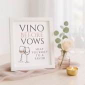 Vino Before Vows Doodle Favor Sign Bridal Shower ポスター