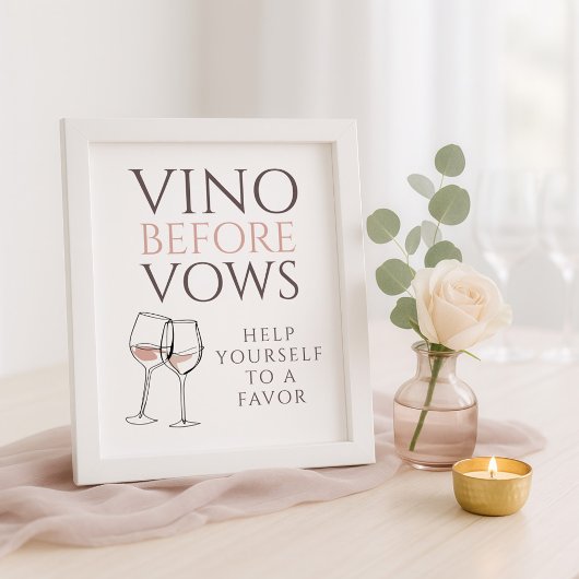 Vino Before Vows Doodle Favor Sign Bridal Shower ポスター