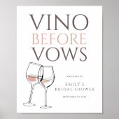 Vino Before Vows Doodle Wine Welcome Bridal Shower ポスター (正面)