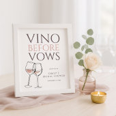 Vino Before Vows Doodle Wine Welcome Bridal Shower ポスター