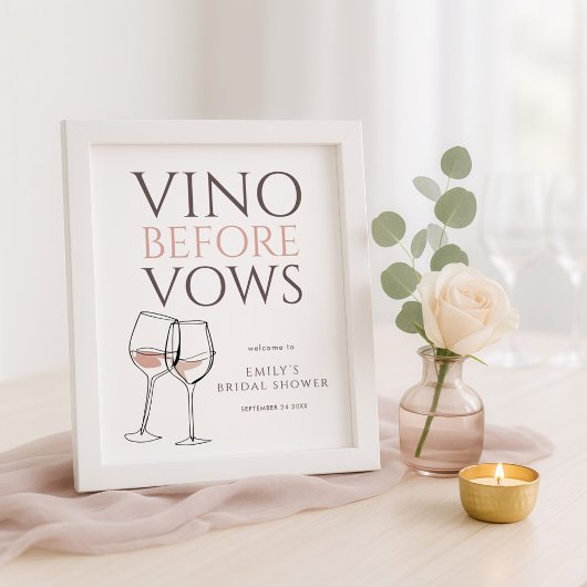 Vino Before Vows Doodle Wine Welcome Bridal Shower ポスター