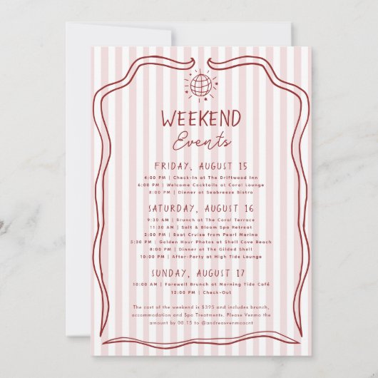 Vino Before Vows Hand Drawn Bachelorette Weekend 招待状 (裏面)