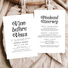 Vino Before Vows | Minimal Retro Bachelorette  招待状