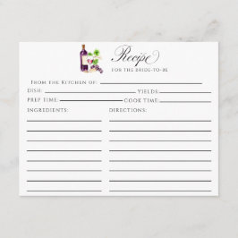 Vino Before Vows Recipe Card Bridal Shower Insert エンクロージャーカード