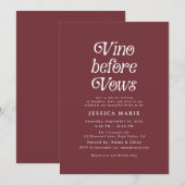 Vino Before Vows | Retro Wine Bridal Shower 招待状 (正面/裏面)