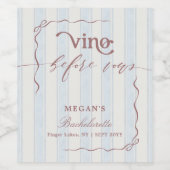 Vino before Vows Script Bachelorette Party ワインラベル (シングルラベル)