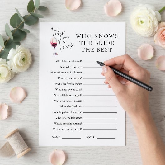 Vino Before Vows Who Knows ゲーム ブライダルシャワー カード