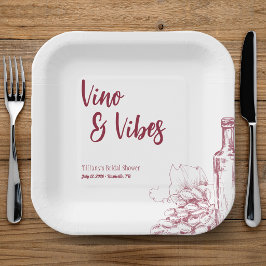 Vino & Vibes ブライダルシャワー ペーパープレート