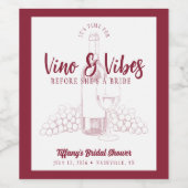 Vino & Vibes ブライダルシャワー ワインラベル (シングルラベル)