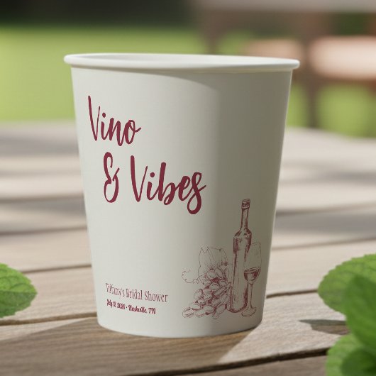 Vino & Vibes ブライダルシャワー 紙コップ