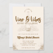 Vino & Vibes ブラウン・ブライダルシャワー 招待状 (正面)