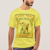 VinosのFinosのヴィンテージのワインのラベルのプリントのTシャツ Tシャツ (正面)