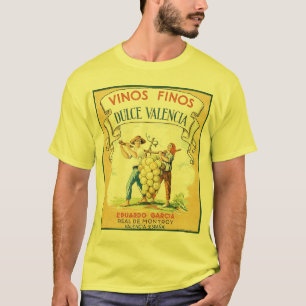 VinosのFinosのヴィンテージのワインのラベルのプリントのTシャツ Tシャツ