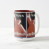 VINSのヴィンテージのワインの芸術ポスター ツートーンマグカップ (正面右)