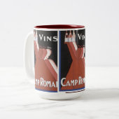 VINSのヴィンテージのワインの芸術ポスター ツートーンマグカップ (正面左)