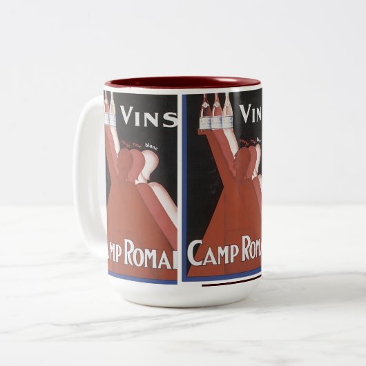 VINSのヴィンテージのワインの芸術ポスター ツートーンマグカップ (正面左)