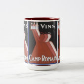 VINSのヴィンテージのワインの芸術ポスター ツートーンマグカップ (中央)