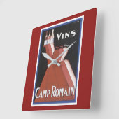 "Vins"のヴィンテージワインポスター広告"のキャンプロマン" スクエア壁時計 (傾斜)