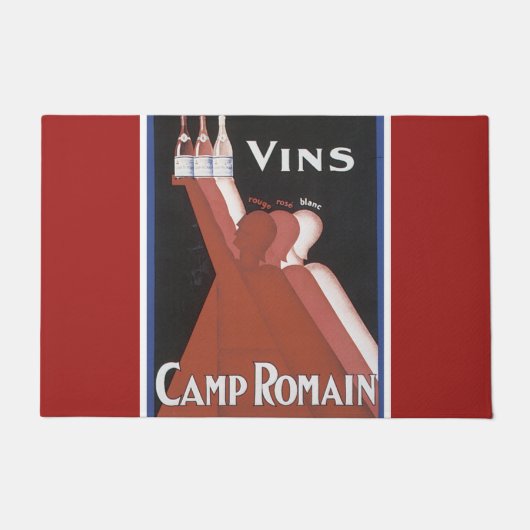 "Vins"のヴィンテージワインポスター広告"のキャンプロマン" ドアマット (正面)