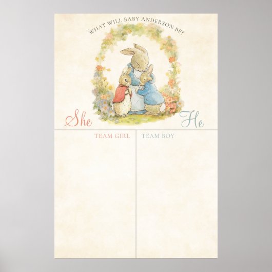 Vintag Peter The Rebbit Genderが投票を明らかにする ポスター (正面)