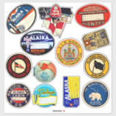 Vintageインスピレーションを受けたアラスカのカナダの荷物タグ シール (シート)