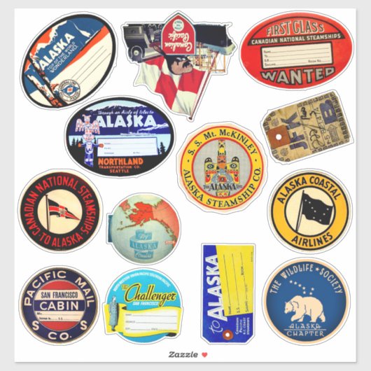 Vintageインスピレーションを受けたアラスカのカナダの荷物タグ シール (シート)