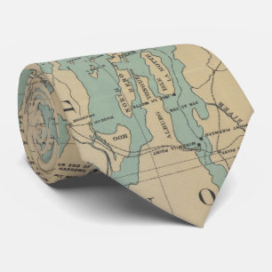 vintage湖のChamplainの灯台地図(1896年) ネクタイ