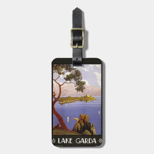 vintage湖のGardaイタリアのカスタムな荷物のラベル ラゲッジタグ (正面縦)