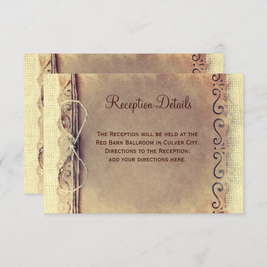 Vintage素朴 Weding動揺して披露宴カード エンクロージャーカード (正面/裏面)