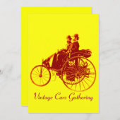 ViNTAGE車の収集、黄色の茶色 招待状 (正面/裏面)