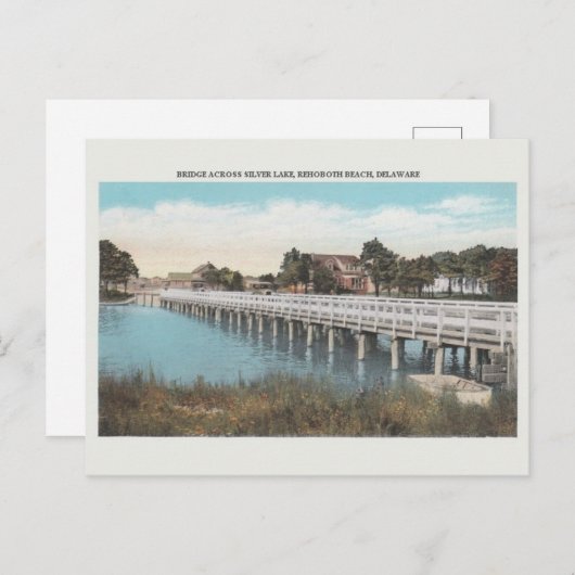 vintage銀製湖橋Rehobothのビーチの郵便はがき シーズンポストカード (正面/裏面)