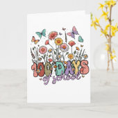 Vintage 100 Days School Garden Butterflies Design カード (黄色い花)