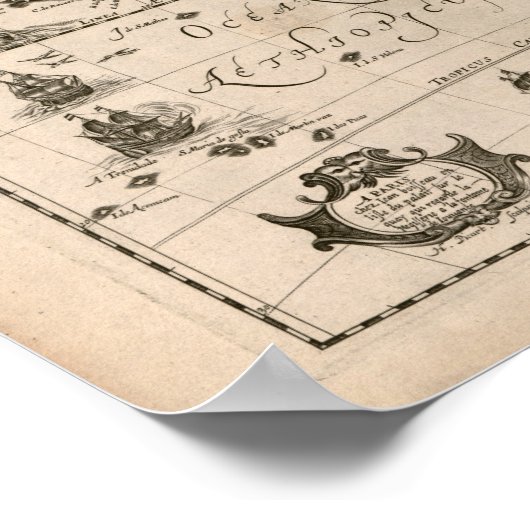 Vintage 1640 Africa Map ポスター (角)