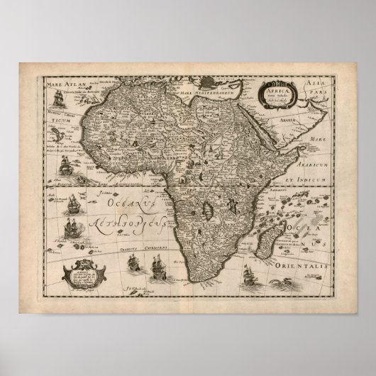 Vintage 1640 Africa Map ポスター (正面)
