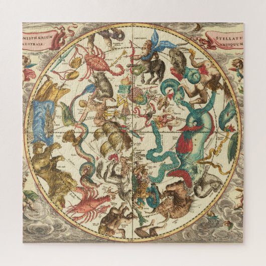 Vintage 1660 Southern Hemisphere Star Map ジグソーパズル (縦)
