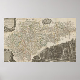 Vintage 1757 Map of Germany, Historical German ポスター