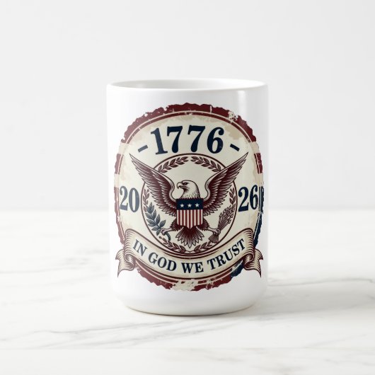 Vintage 1776 Eagle Badge Patriotic コーヒーマグカップ (中央)