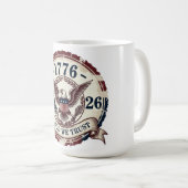 Vintage 1776 Eagle Badge Patriotic コーヒーマグカップ (正面右)