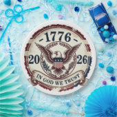 Vintage 1776 Eagle Badge Patriotic ペーパープレート (パーティー)