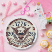 Vintage 1776 Eagle Badge Patriotic ペーパープレート (パーティー)