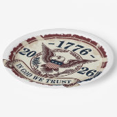 Vintage 1776 Eagle Badge Patriotic ペーパープレート (アングル)