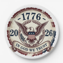 Vintage 1776 Eagle Badge Patriotic ペーパープレート