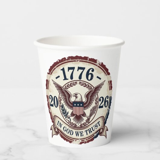 Vintage 1776 Eagle Badge Patriotic 紙コップ (正面)
