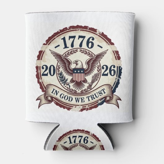 Vintage 1776 Eagle Badge Patriotic 缶クーラー (正面)
