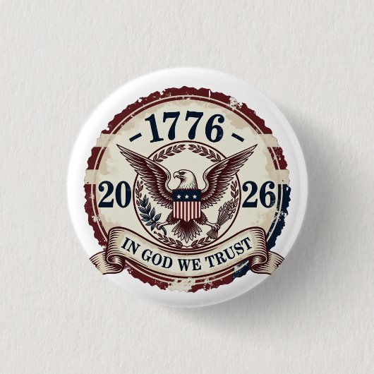 Vintage 1776 Eagle Badge Patriotic 缶バッジ (正面)