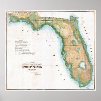Vintage 1848 Map of Florida ポスター